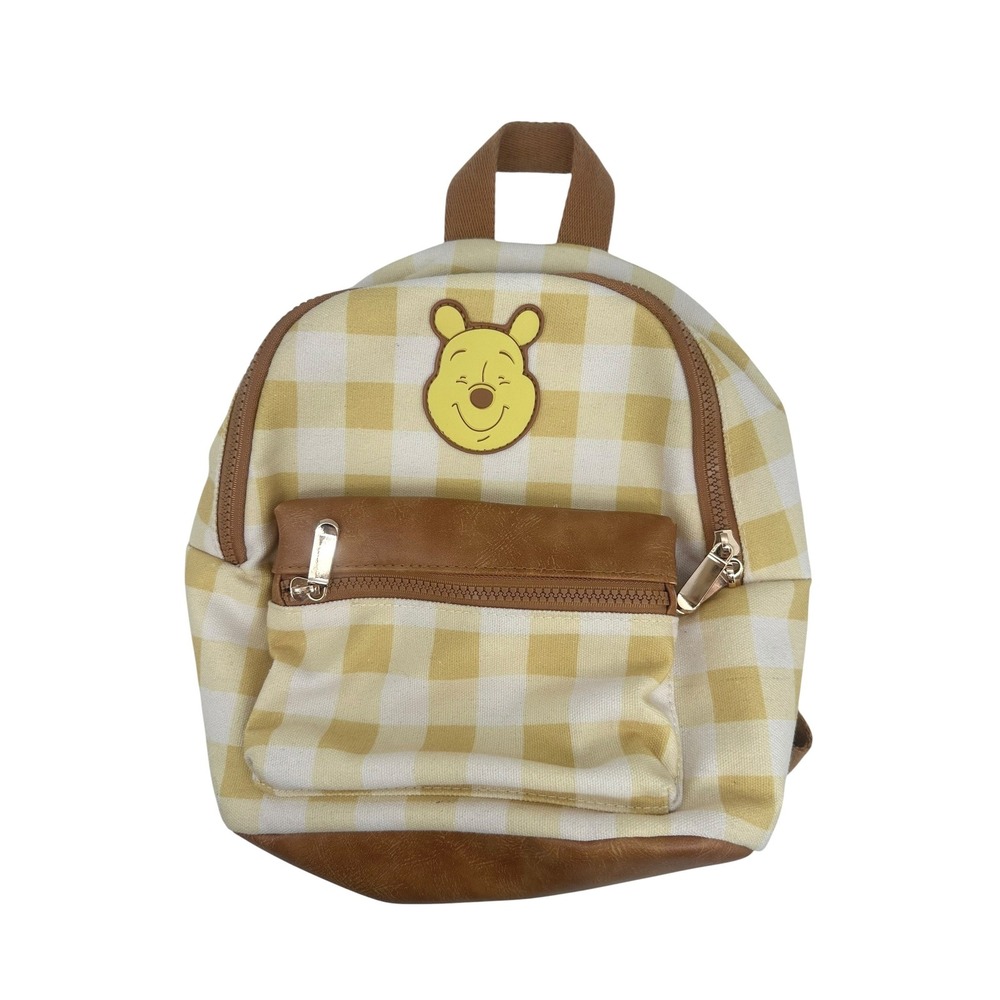 Disney Bioworld Winnie the Pooh Mini Backpack Womens Yellow Gingham Bag Daypack